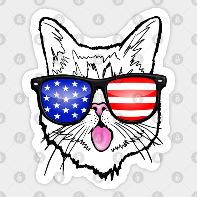 US Patriotic Cat Sticker by PnJ